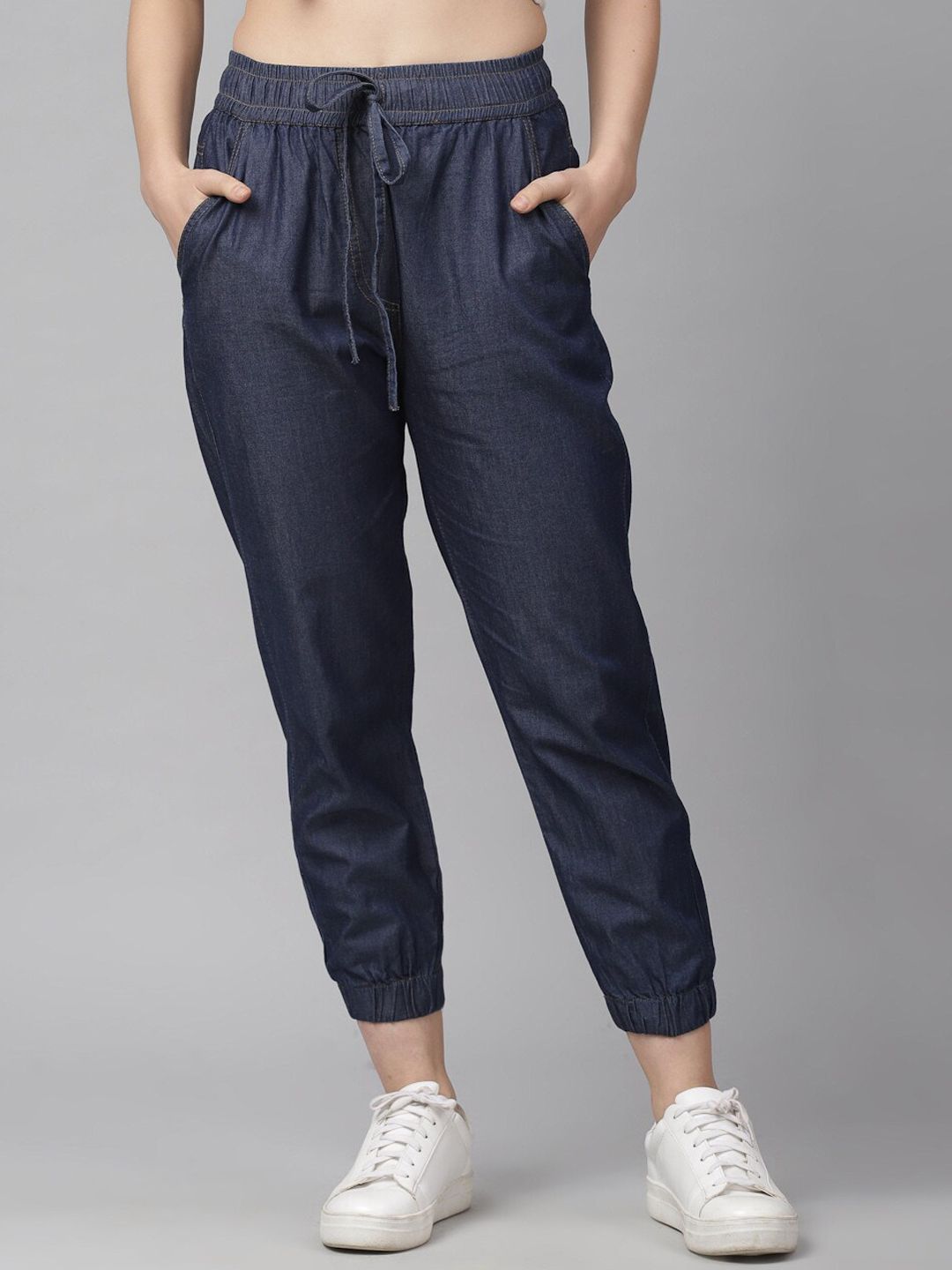 KASSUALLY Women Navy Blue Loose Fit Joggers Price in India