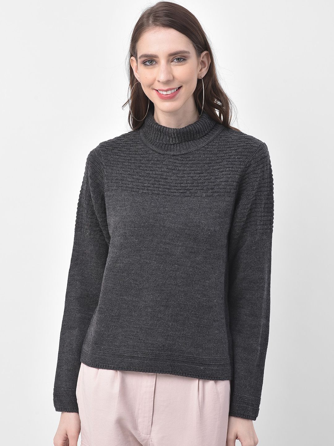 Latin Quarters Women Grey Solid Pullover Sweater Price in India