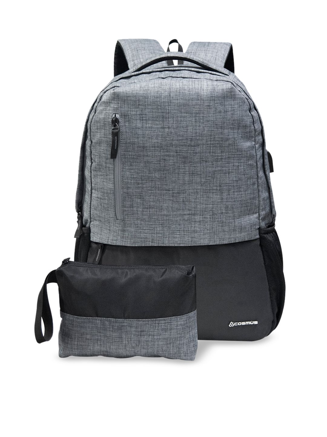 COSMUS Unisex Grey & Black Colourblocked Backpack Price in India