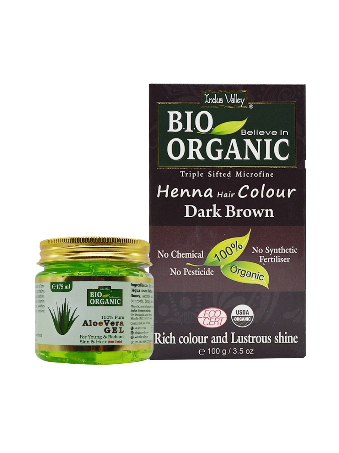 Indus valley Aloe vera gel & dark brown henna Price in India