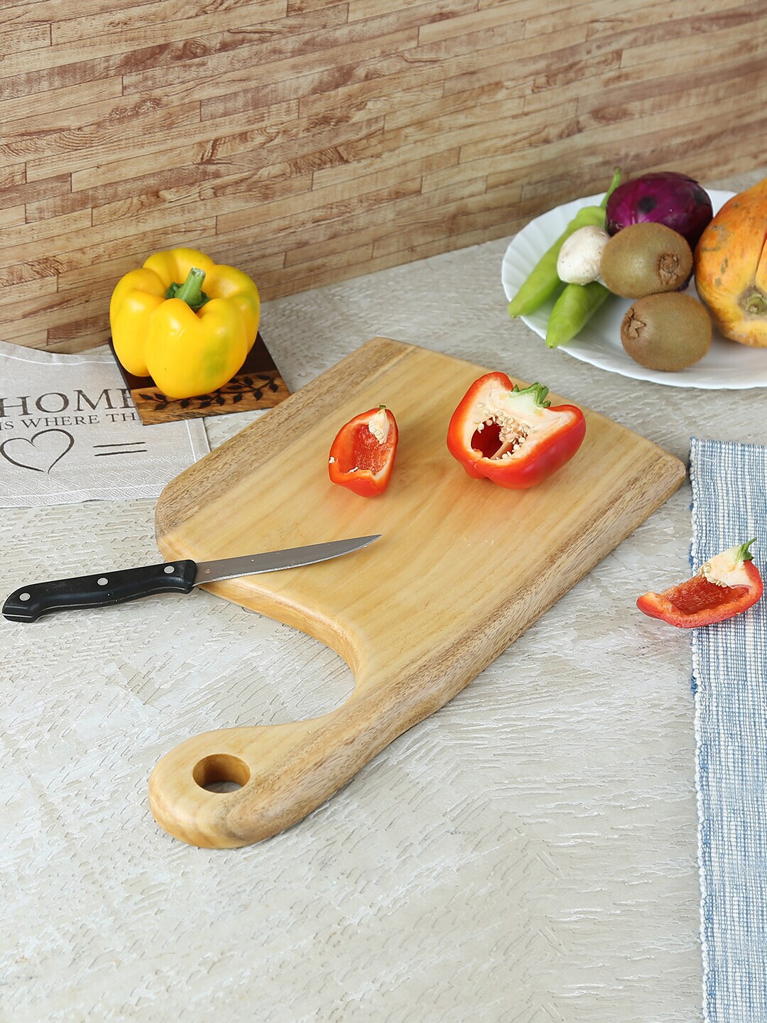 Safal Beige Pure Natural Wooden Side Handled Sustainable Chopping Board Price in India