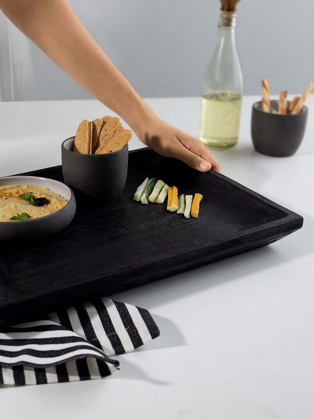 ellementry Black Solid Onyx Mango Wood Tray Price in India