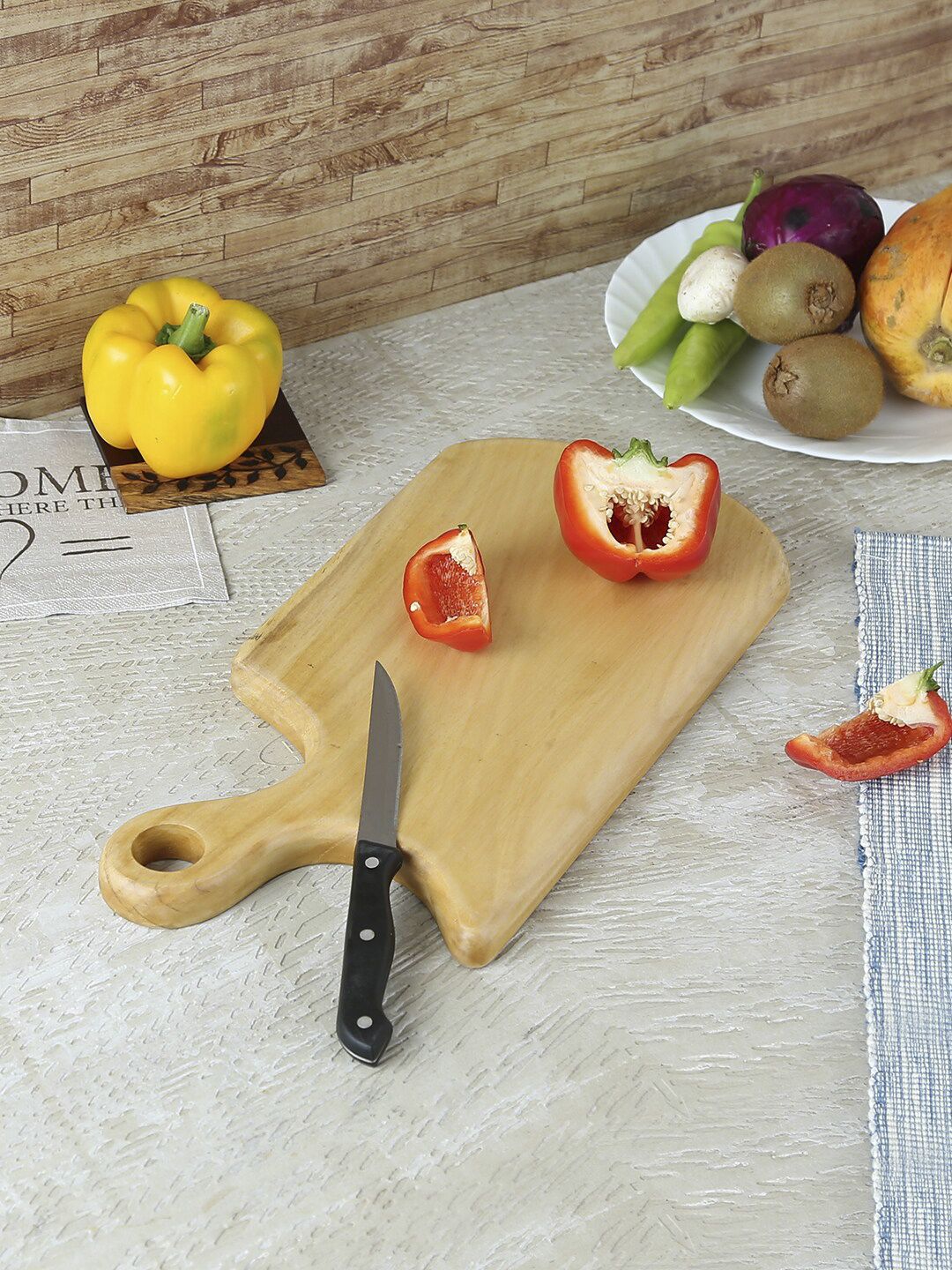 Safal Beige Pure Natural Rubber Wood Sustainable Chopping Board Price in India