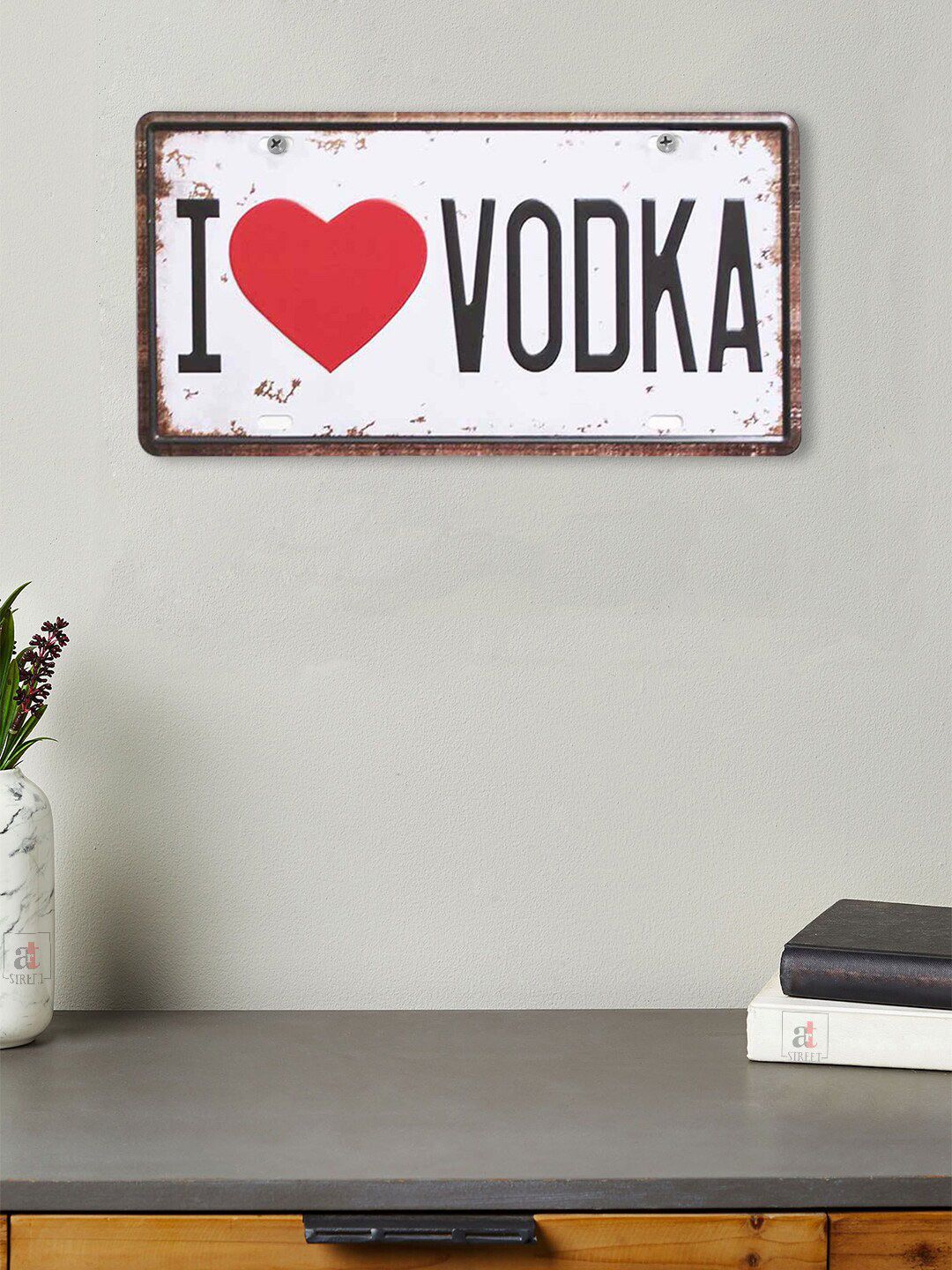 Art Street White & Red I Love Vodka Printed Wall Decor Price in India