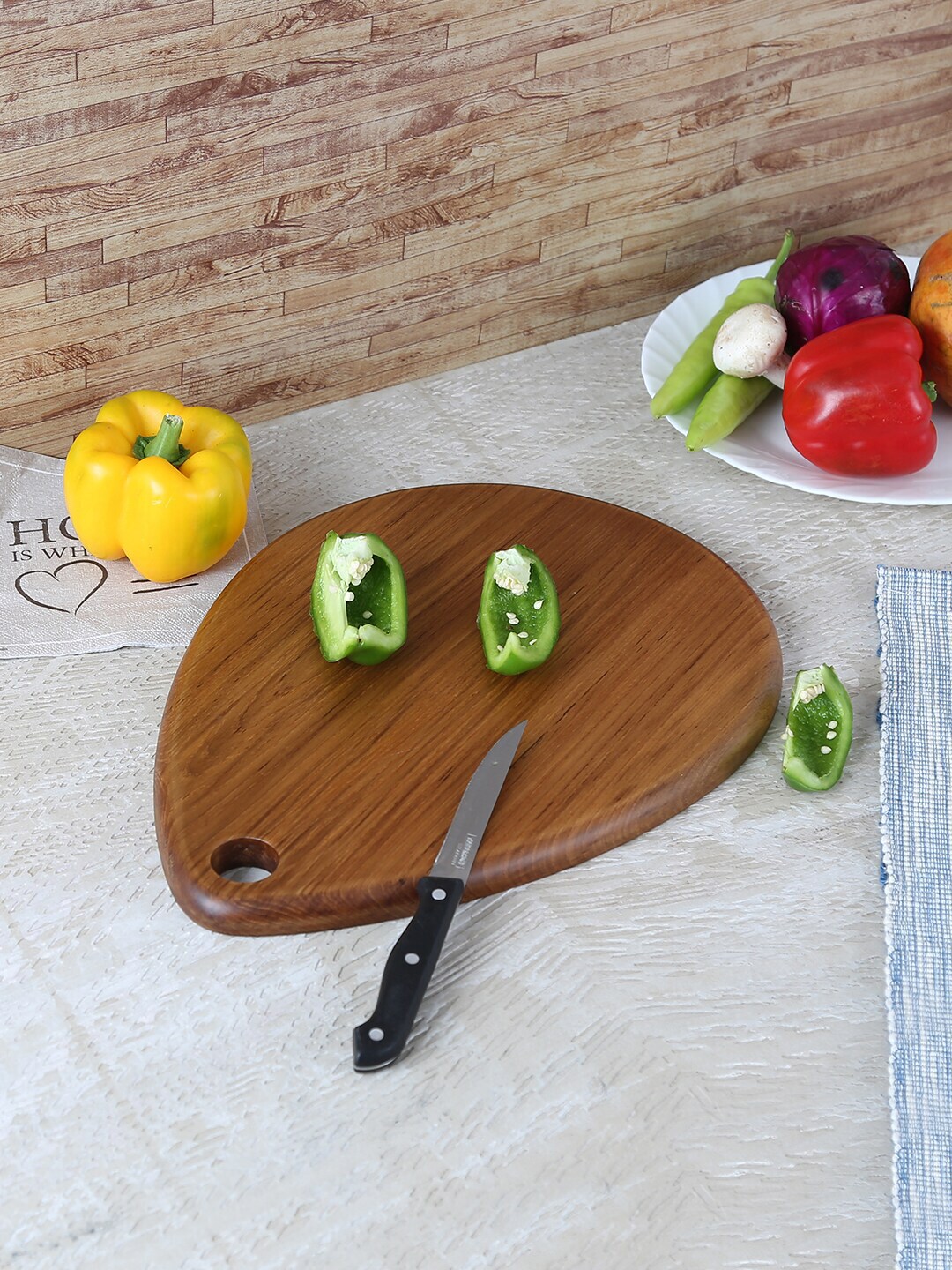 Safal Brown Pure Natural Teak Wood Oval Egg Shaped Sustainable Chopping Board Price in India