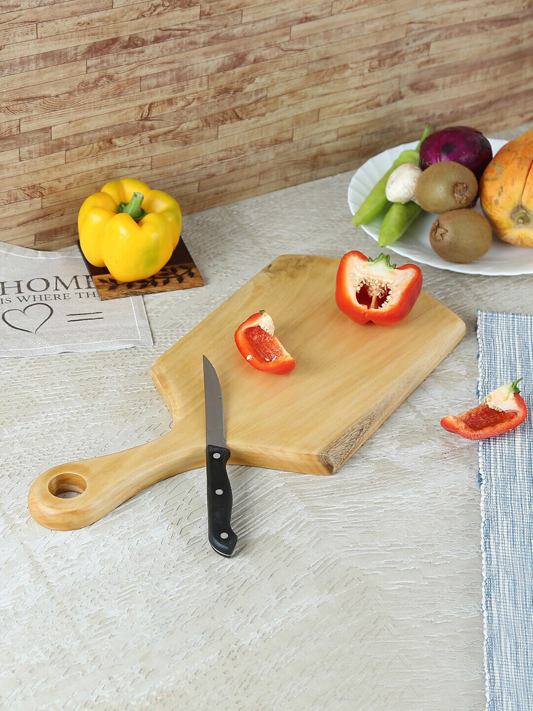Safal Beige Pure Natural Rubber Wood Elementary Sustainable Chopping Board Price in India