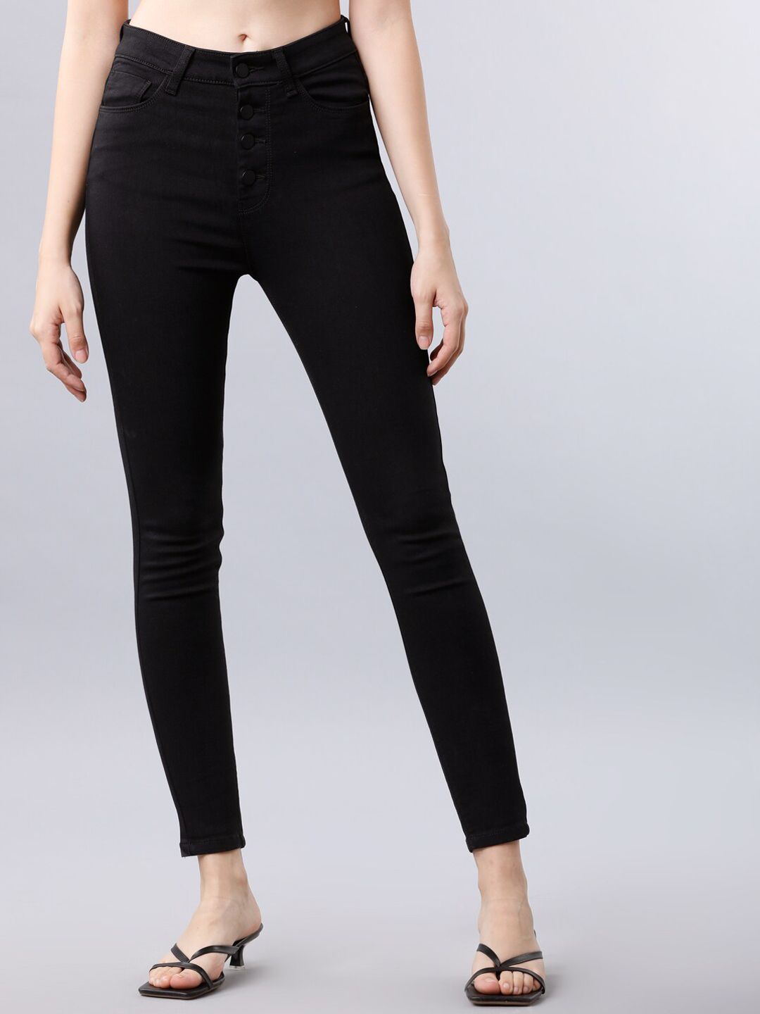 Tokyo Talkies Women Black Skinny Fit Mid-Rise Clean Look Stretchable Jeans Price in India
