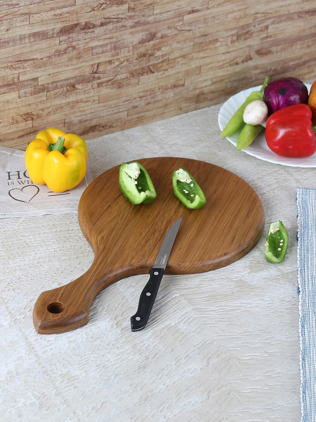 Safal Brown Pure Natural Teak Wood Circular Sustainable Chopping Board Price in India