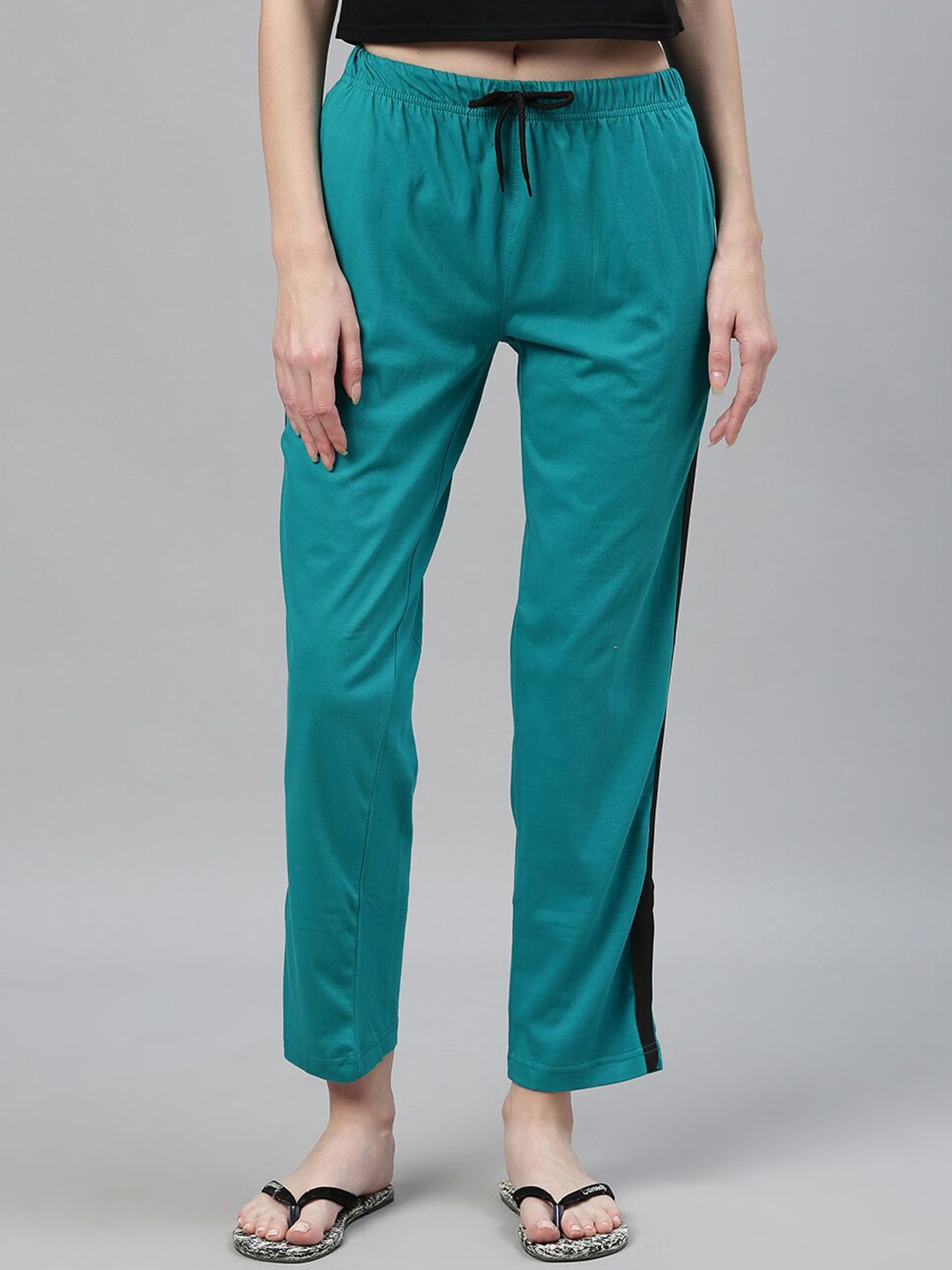 Kryptic Women Teal Green Solid Lounge Pants Price in India