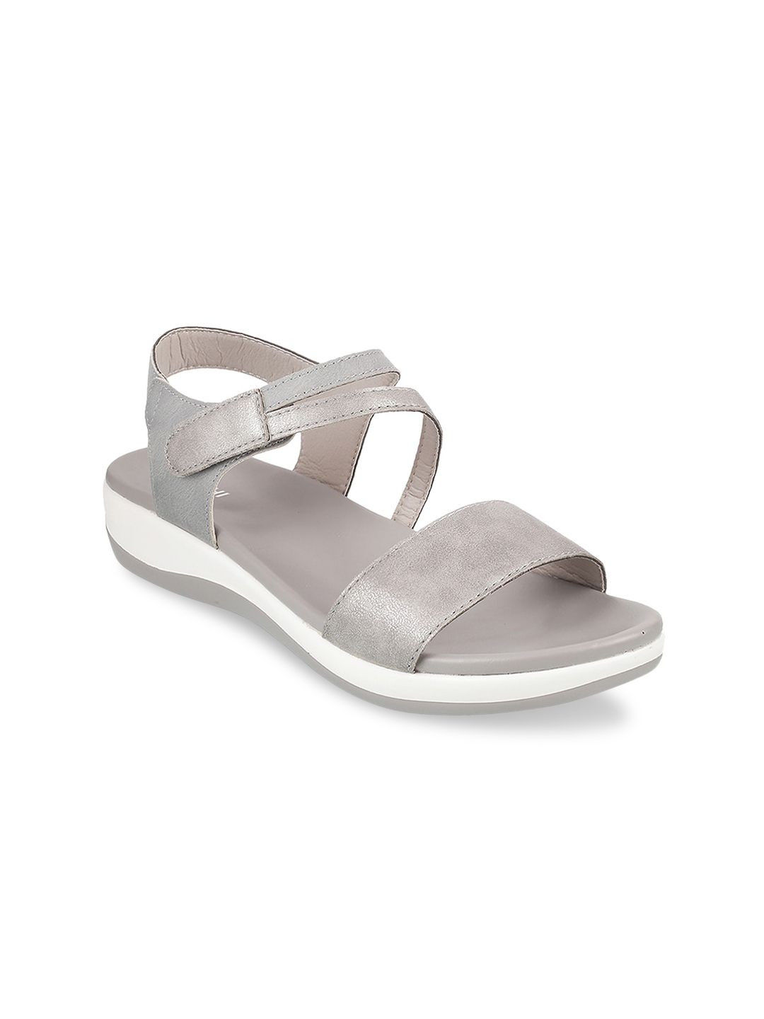 Mochi Women Grey Solid Comfort Heels Price in India