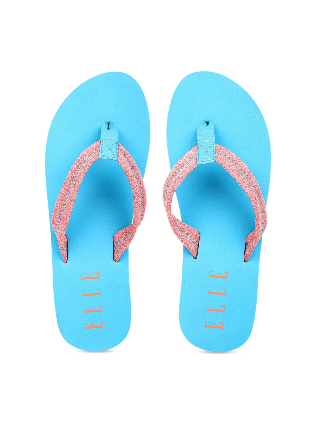 ELLE Women Turquoise Blue Solid Thong Flip-Flops Price in India