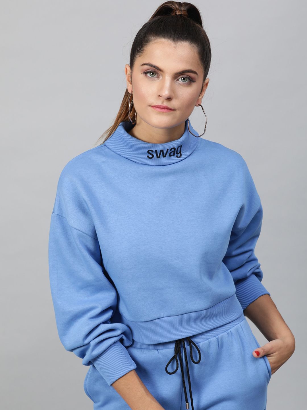 STREET 9 Women Blue Solid Sweatshirt Price in India
