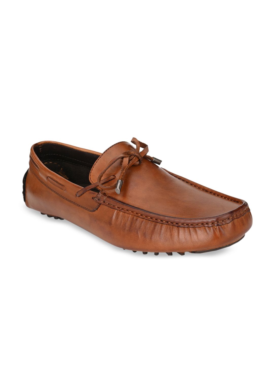 San Frissco Men Brown Solid Leather Loafers