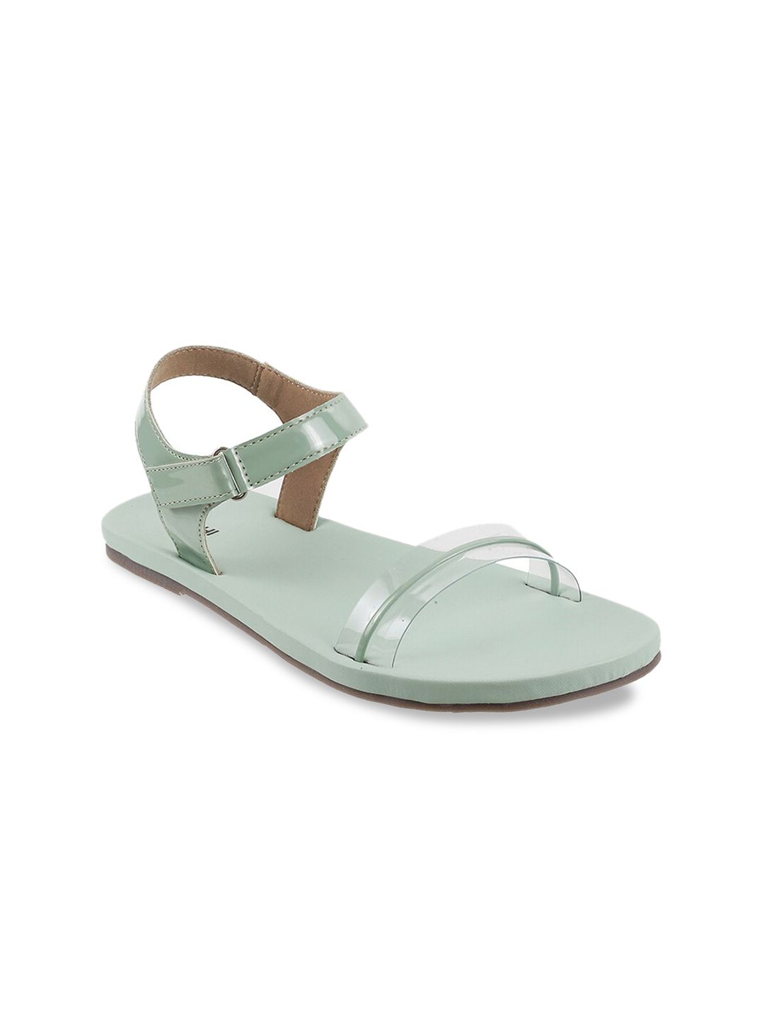 Mochi Women Green Solid Open Toe Flats Price in India