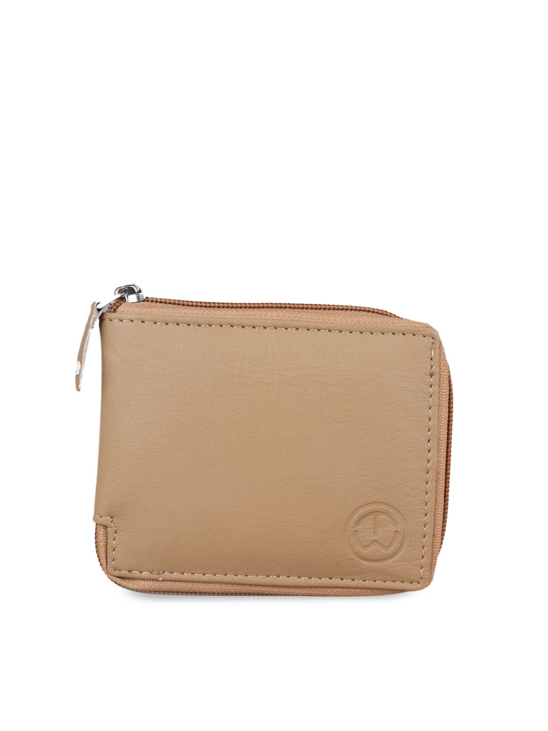 TnW Unisex Beige Solid Handcrafted Zip Around Wallet Price in India