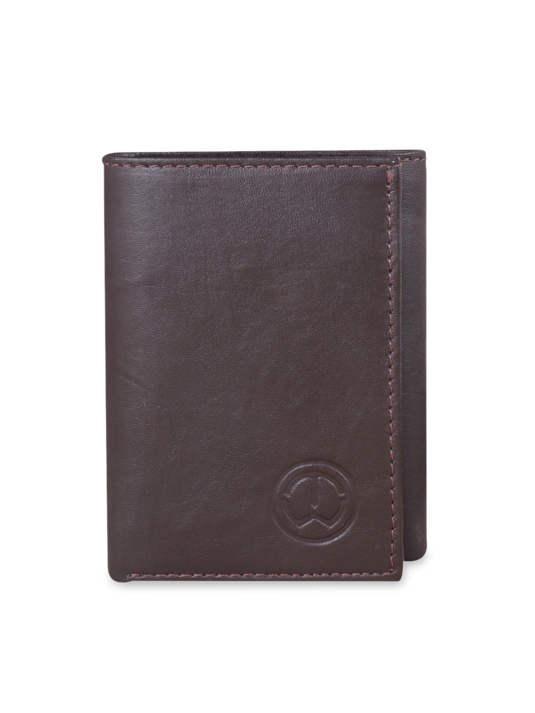 TnW Unisex Brown Solid Leather Three Fold Wallet Price in India