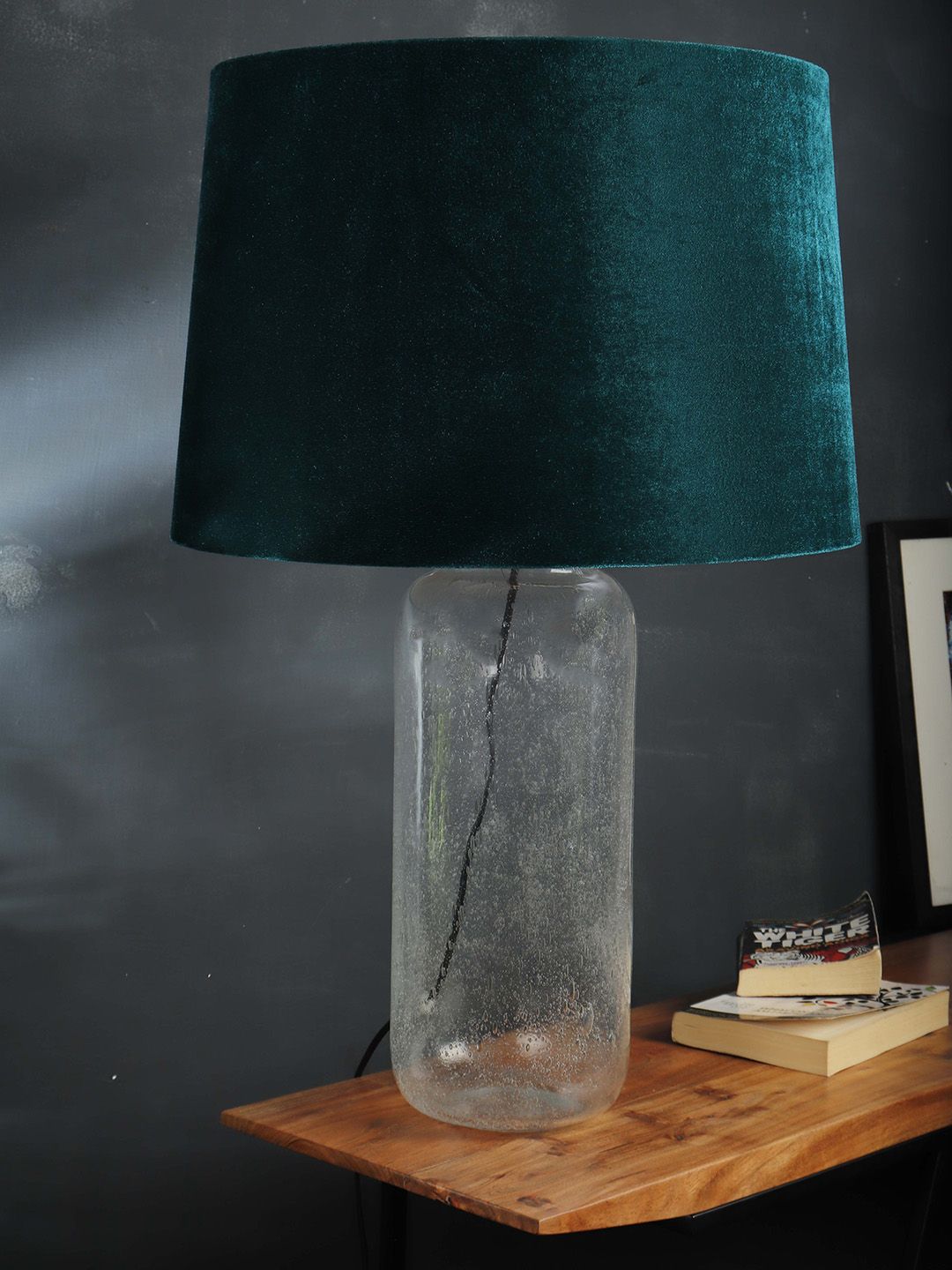 Grated Ginger Bottle Green Solid Contemporary Bedside Standard Table Lamp with Shade Price in India