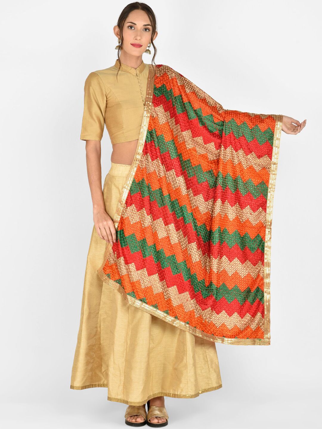 Dupatta Bazaar Multicoloured Embroidered Dupatta Price in India