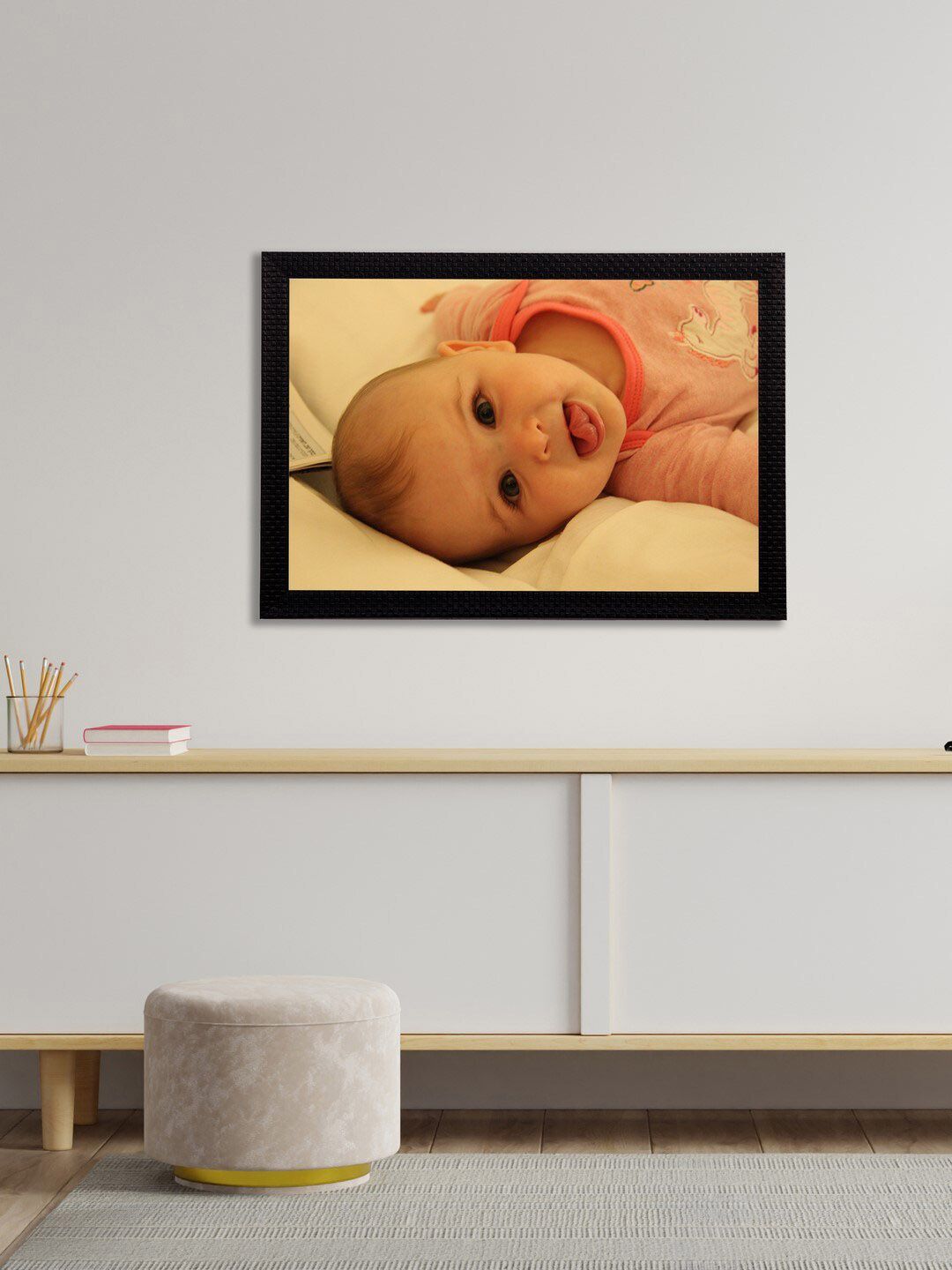 eCraftIndia Multi-Coloured Satin Matt Texture Baby Portrait UV Wall Art Price in India