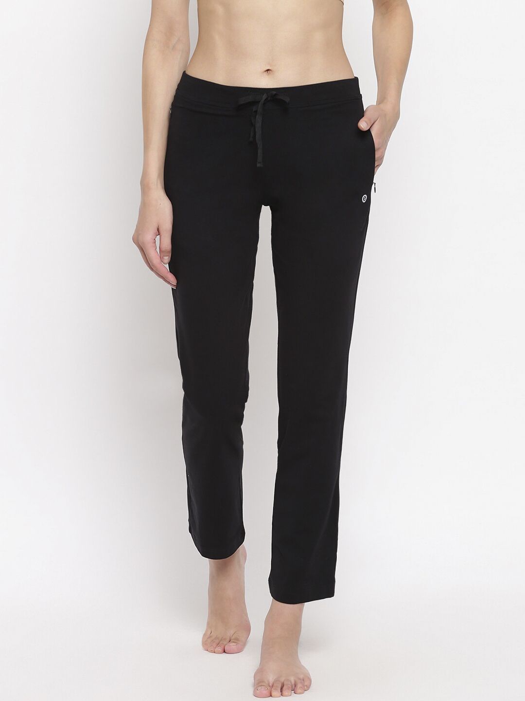 Enamor Women Black Slim Fit Pull on Lounge Pants Price in India