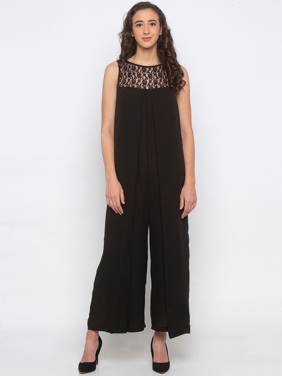 Iti Women Black Solid Basic Jumpsuit Price in India