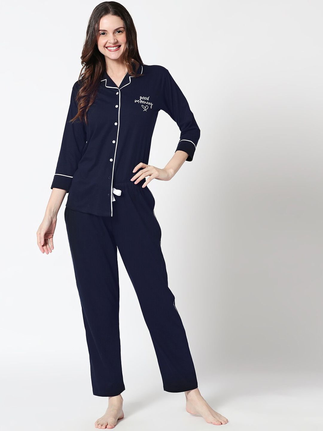 Zeyo Women Navy Blue Night suit Price in India