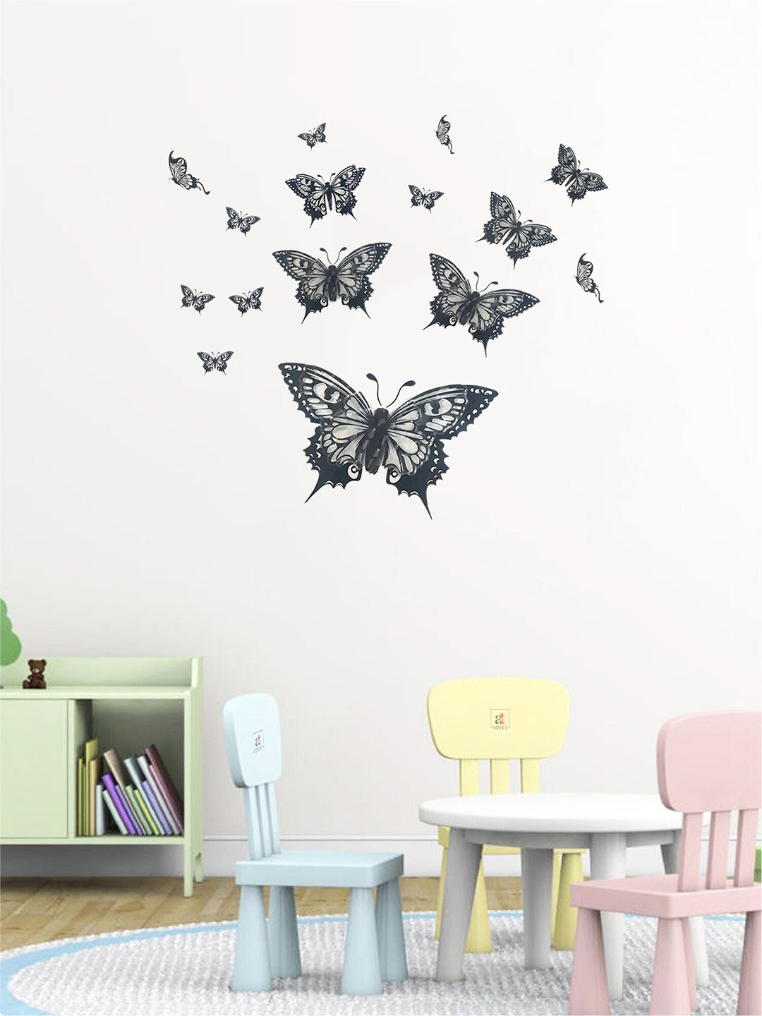 Art Street Black & White Butterfly 3D Wall Decal Sticker Price in India