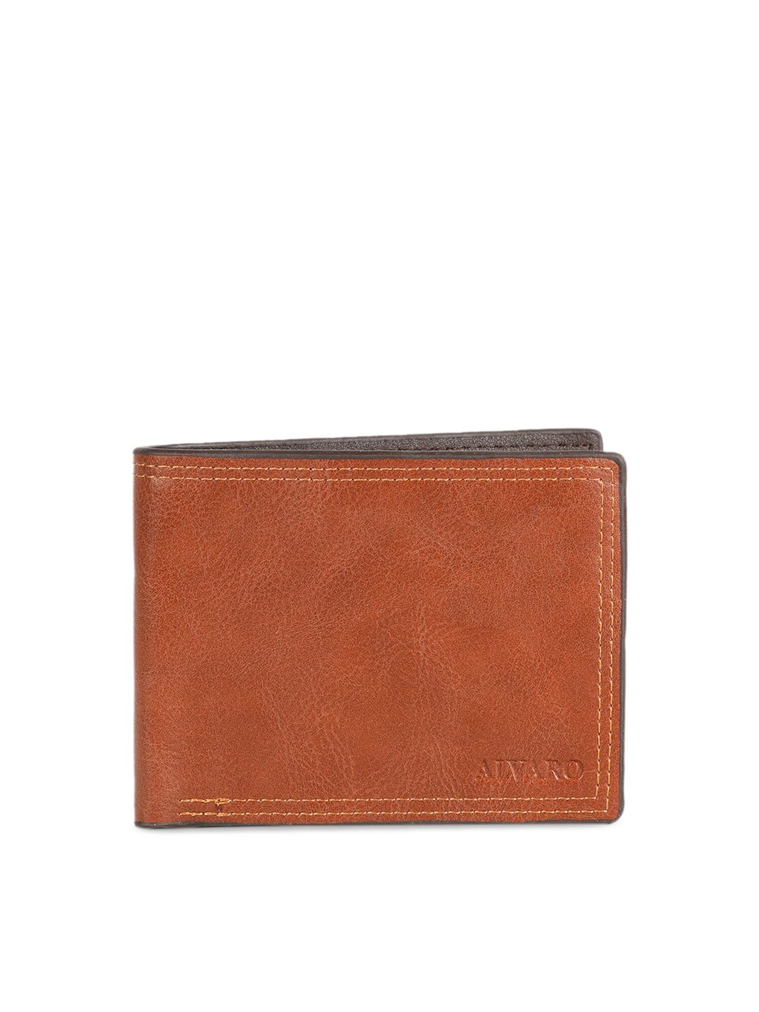 Alvaro Castagnino Men Tan Orange Solid Two Fold Wallet