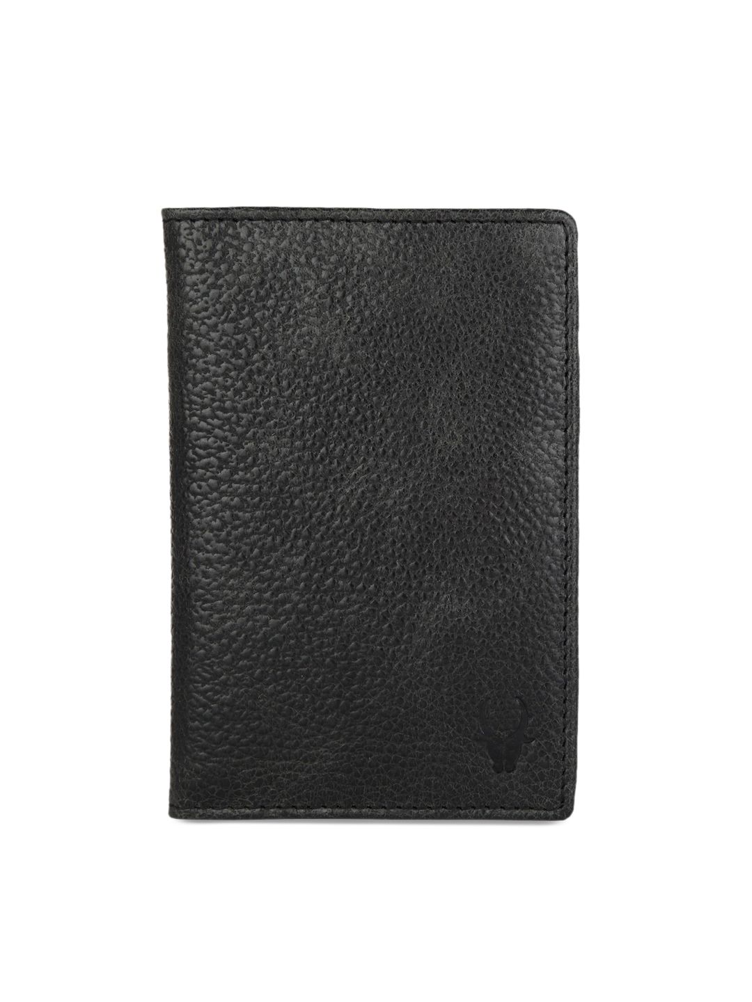 WildHorn Unisex Black Textured Leather Passport Holder Price in India