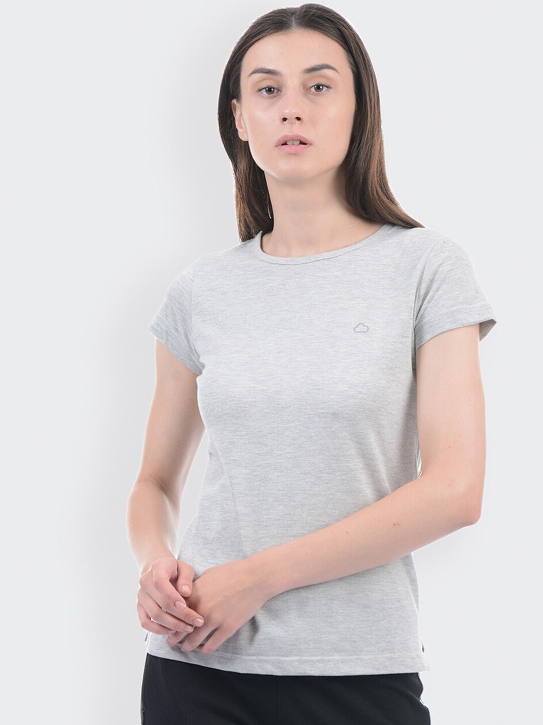 Sweet Dreams Women Grey Melange Solid Lounge T-Shirt Price in India