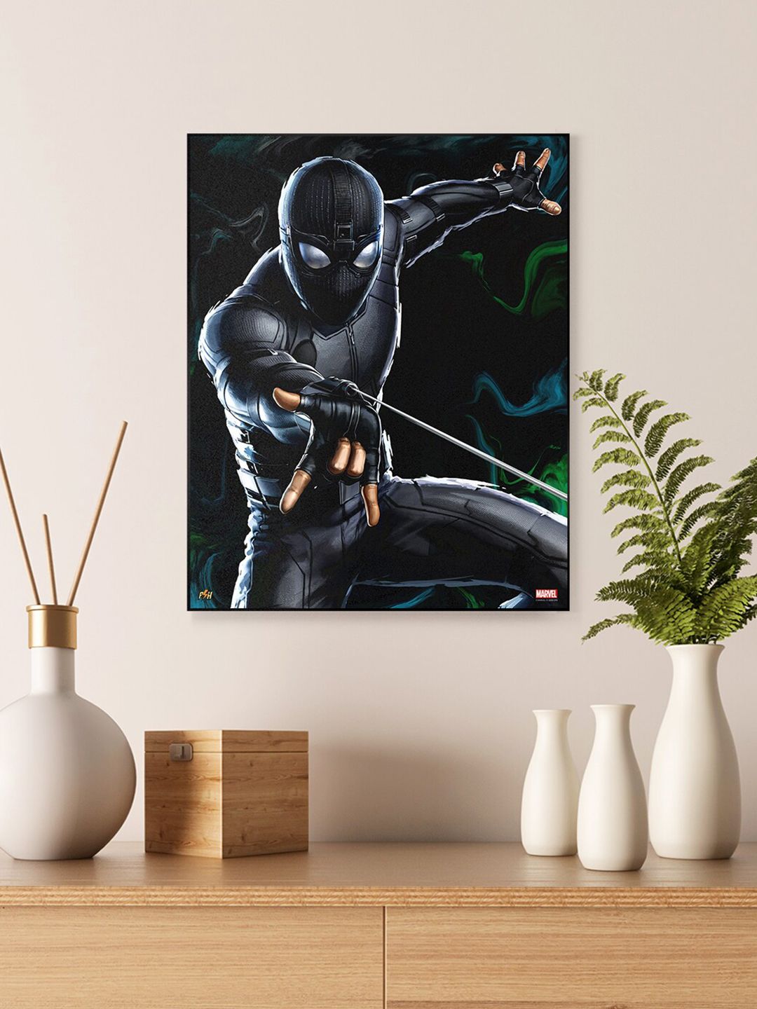 Planet Superheroes Black Spider-Man MDF Wall Art Price in India