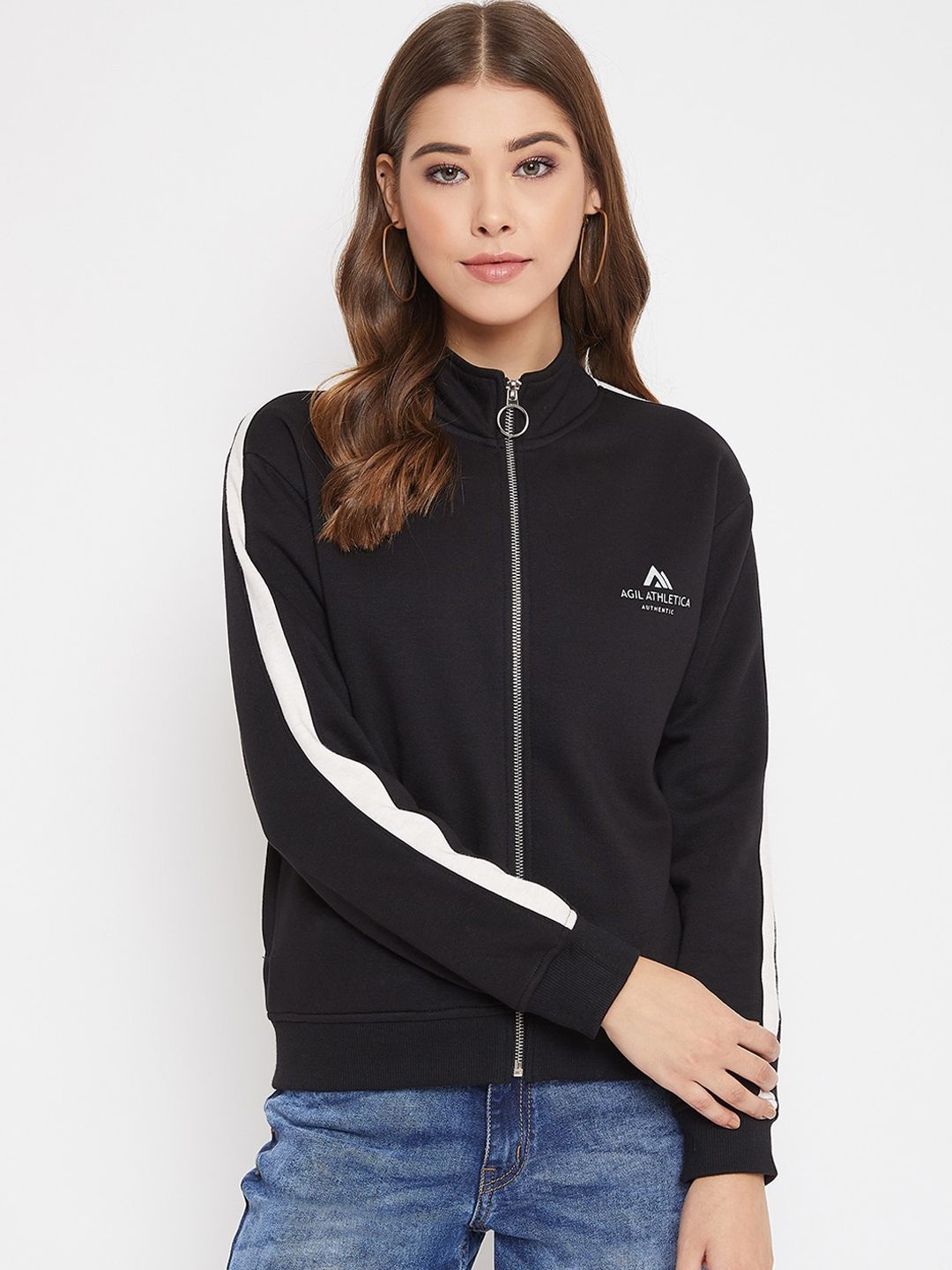 AGIL ATHLETICA Women Black Solid Sporty Jacket Price in India