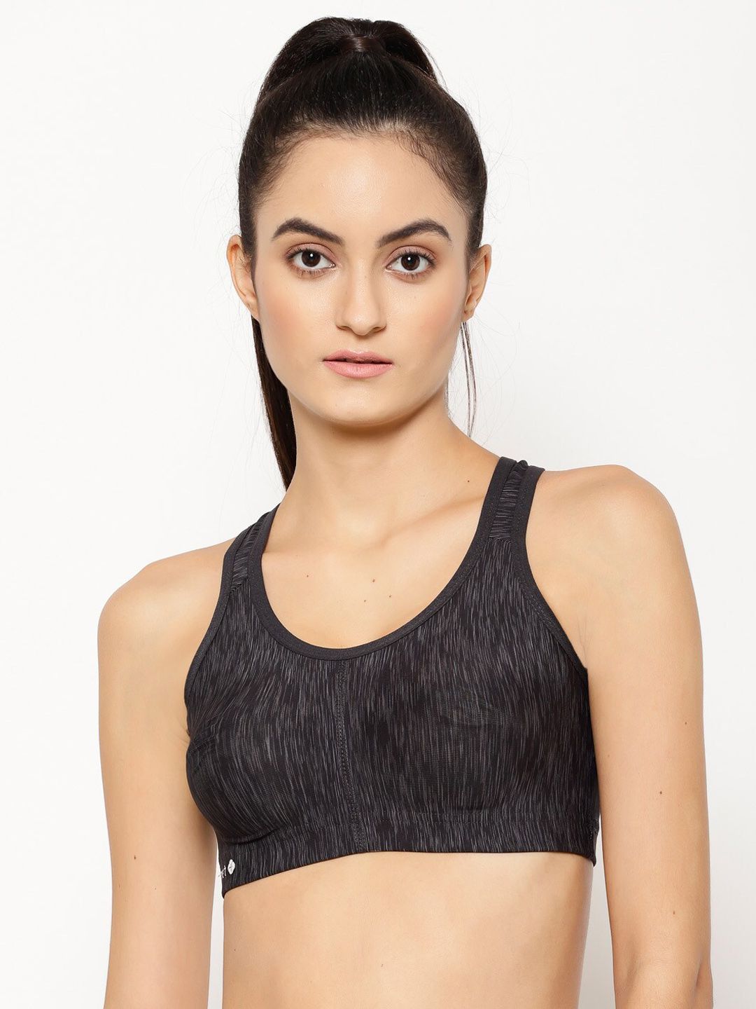 Floret Charcoal Grey Solid Non-Wired Lightly Padded Workout Bra T3066_Charcoal_30B Price in India
