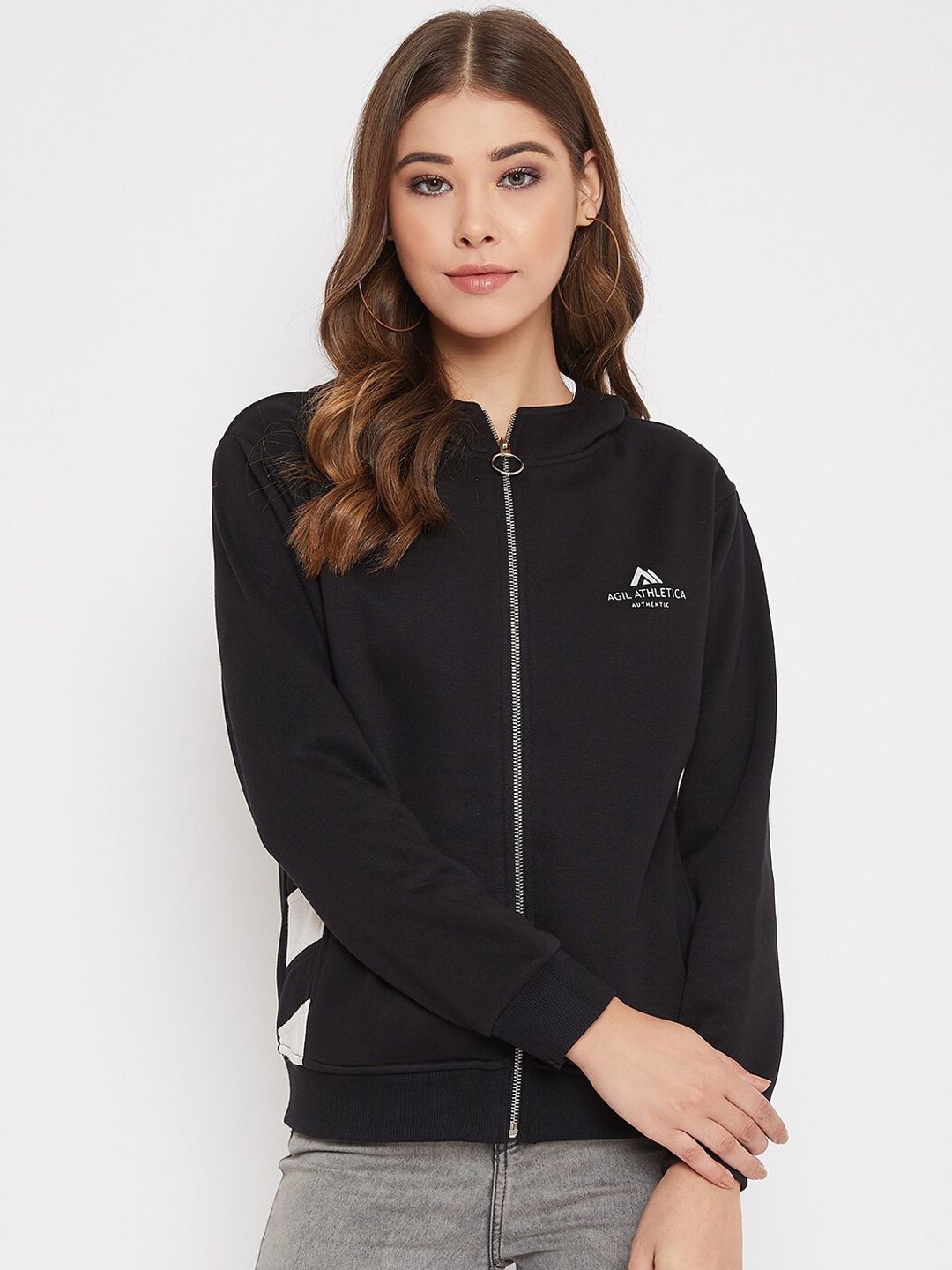 AGIL ATHLETICA Women Black Solid Sporty Jacket Price in India