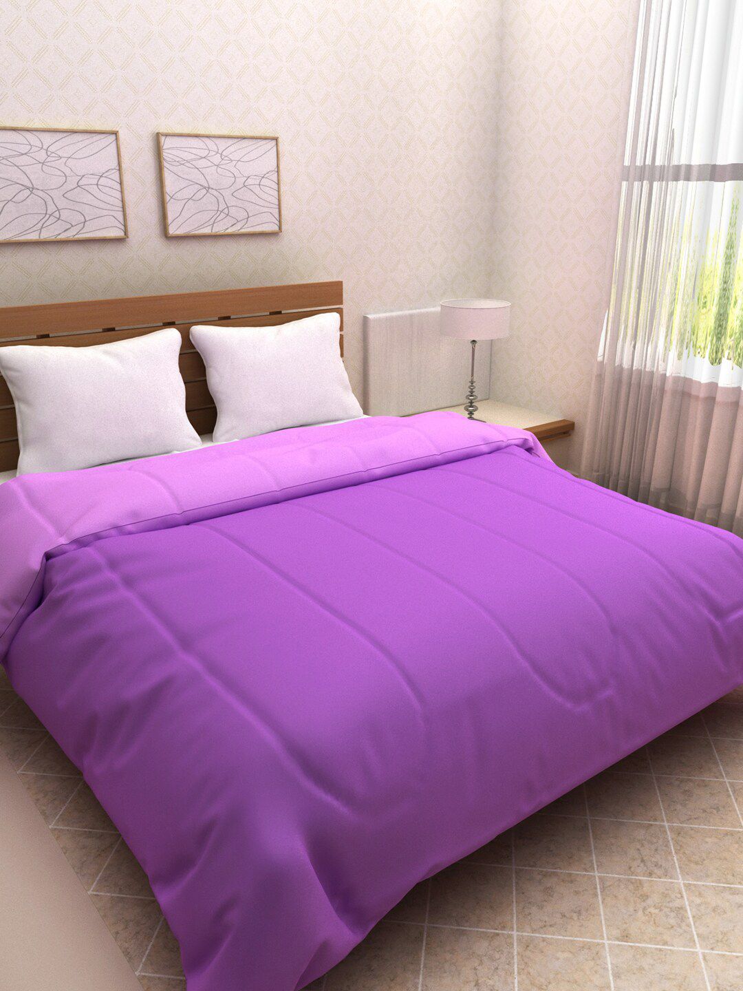 ROMEE Purple Solid Mild Winter 200 GSM Double Bed Reversible Comforter Price in India