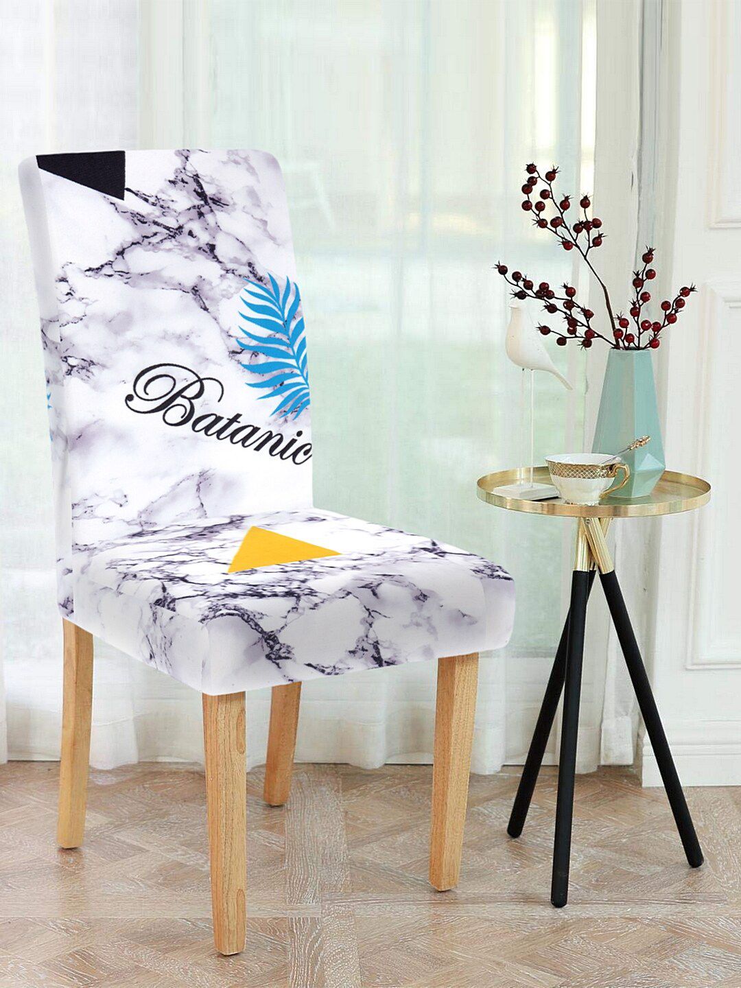 Cortina Set of 4 White Printed Chair Covers Price in India