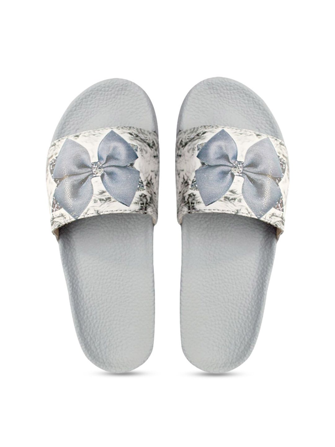 FREECO Women Grey Printed Sliders Price in India