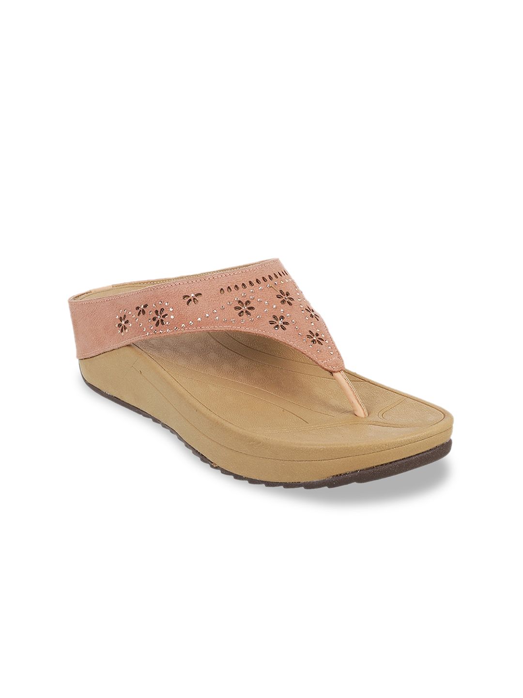Metro Women Peach-Coloured Embellished Sandals Price in India