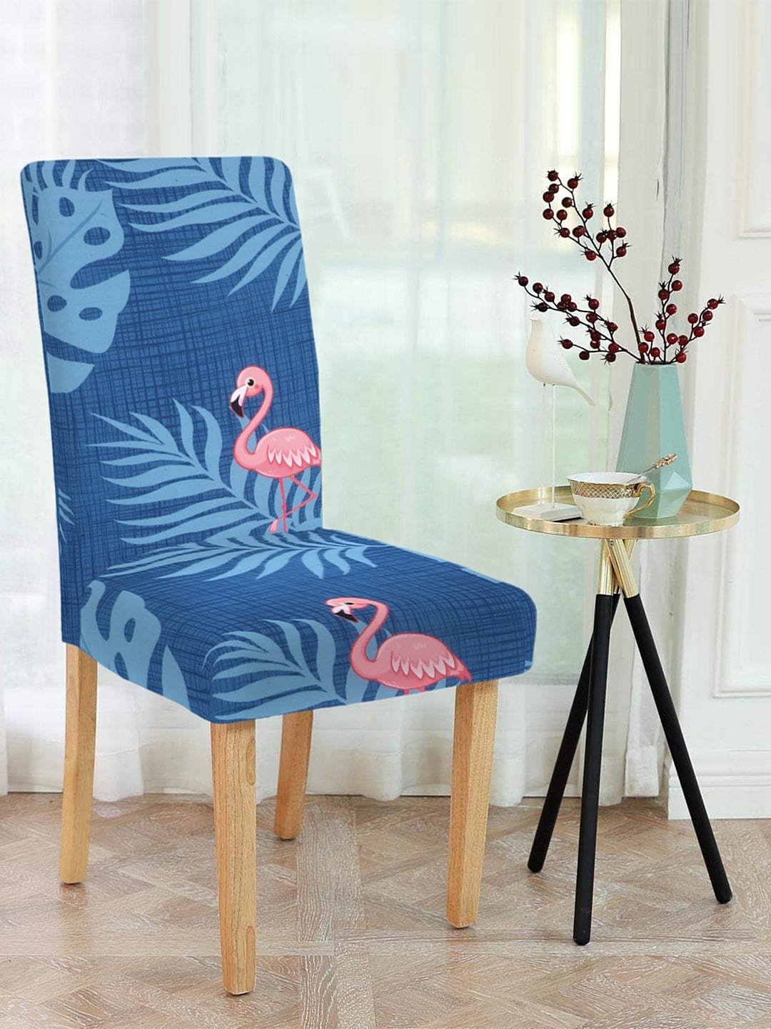 Cortina Set Of 4 Blue & Pink Printed Chair Covers Price in India