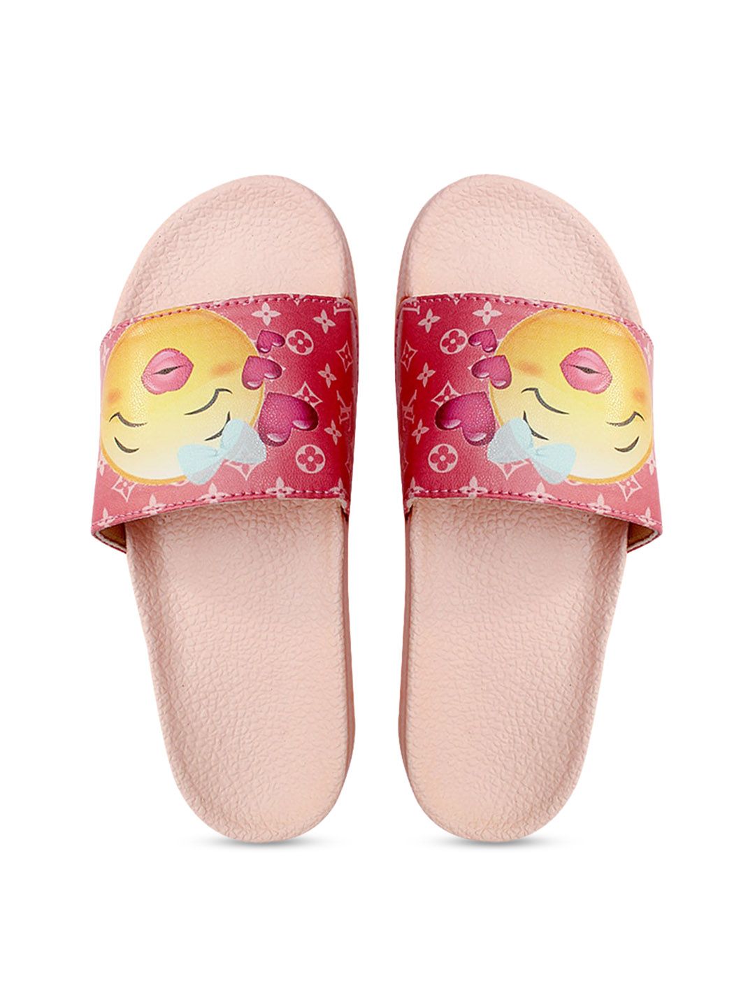 FREECO Women Pink & Yellow Printed Sliders Price in India