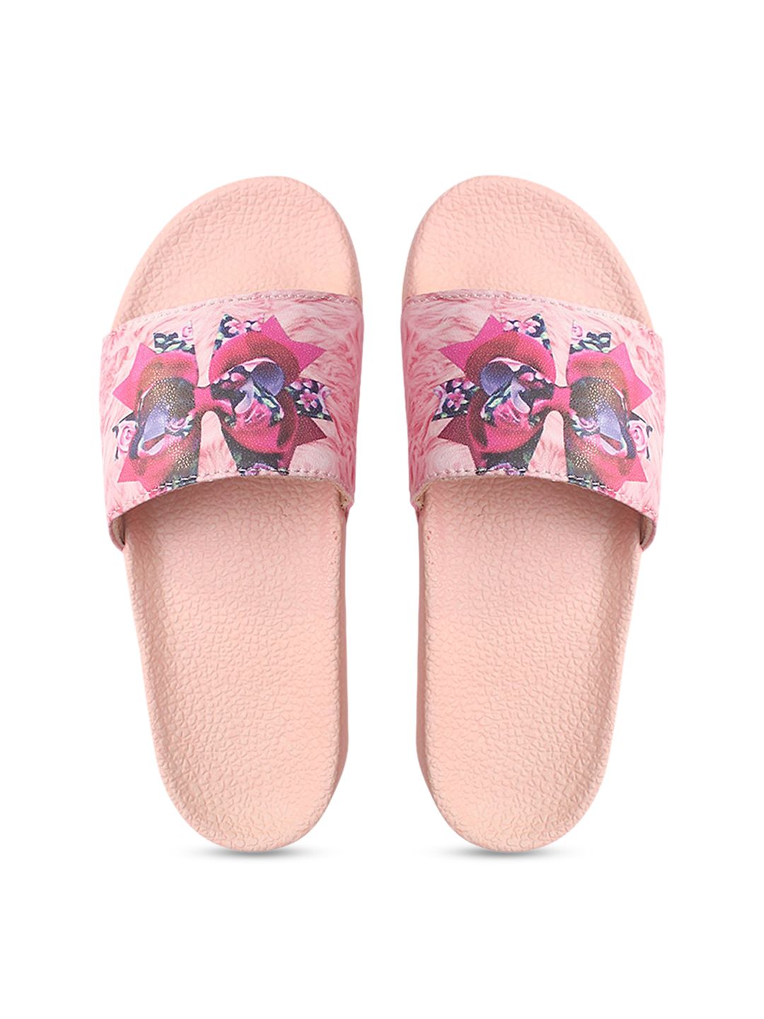 FREECO Women Pink Printed Sliders Price in India