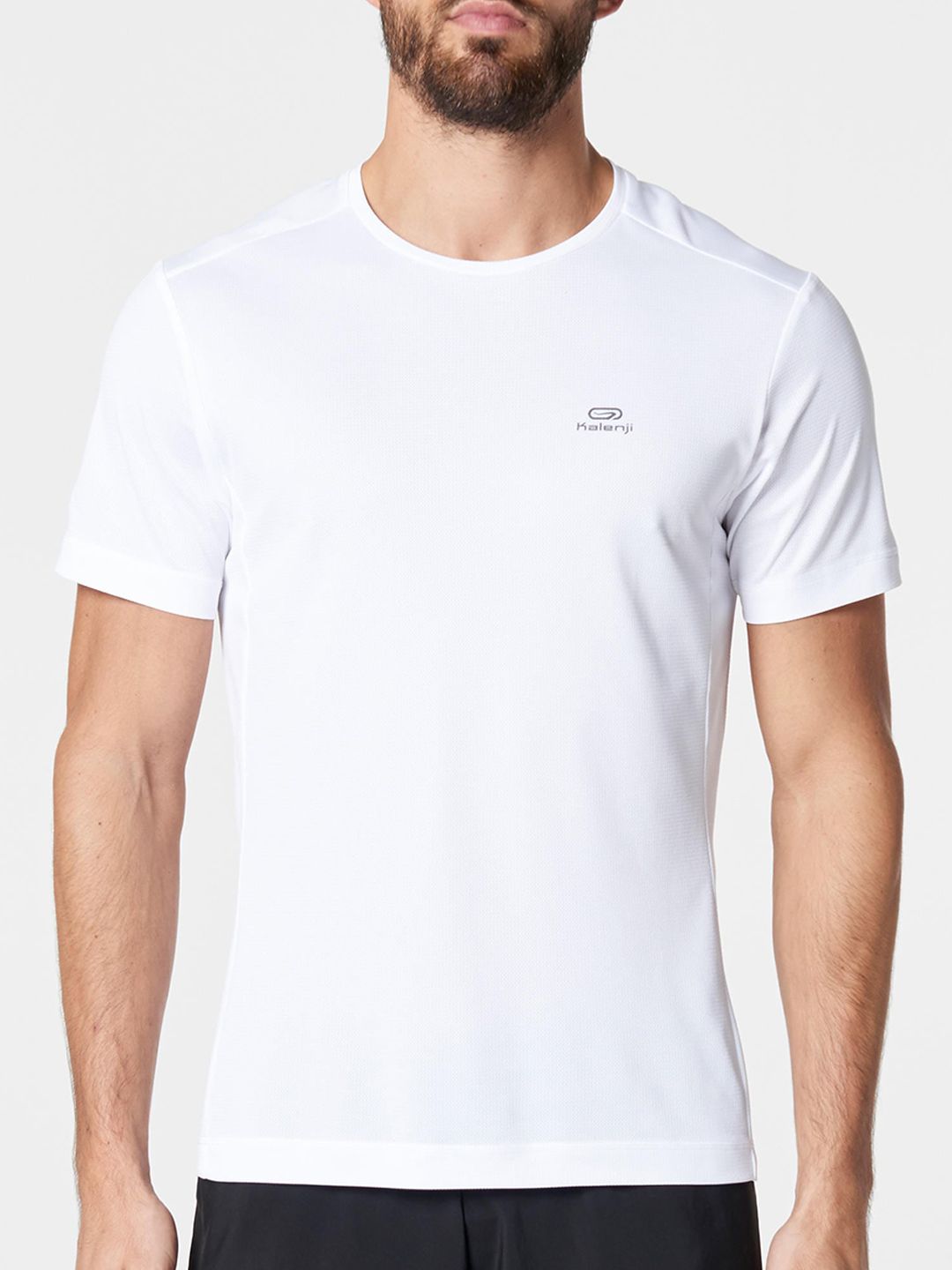 Kalenji By Decathlon Men White Solid Round Neck Running T-shirt