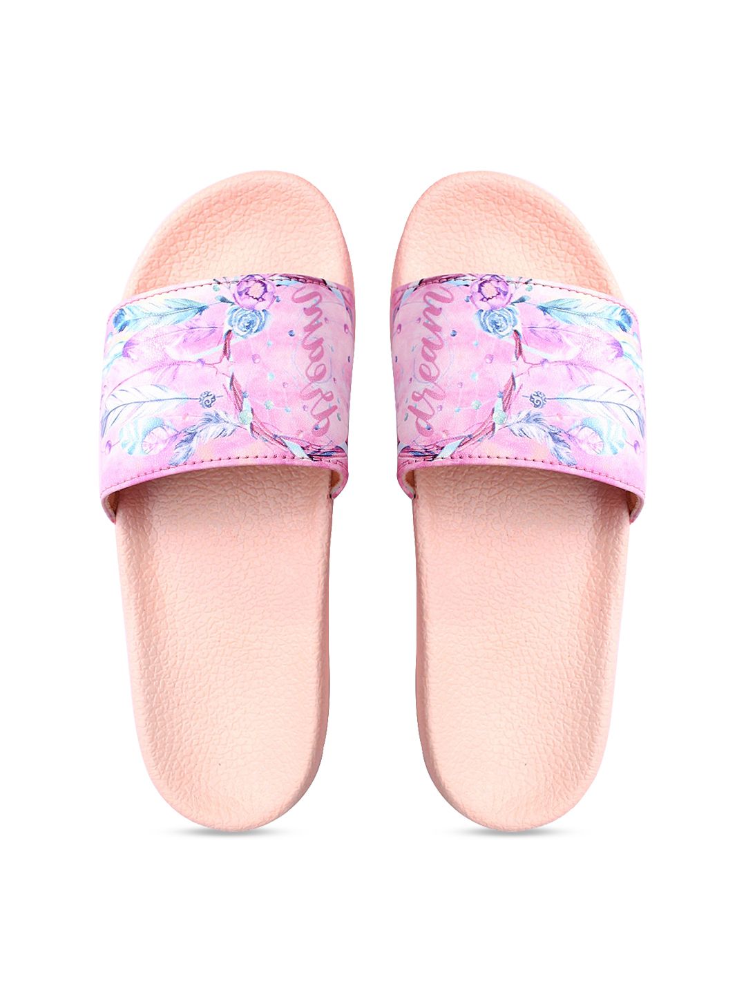 FREECO Women Pink Printed Sliders Price in India