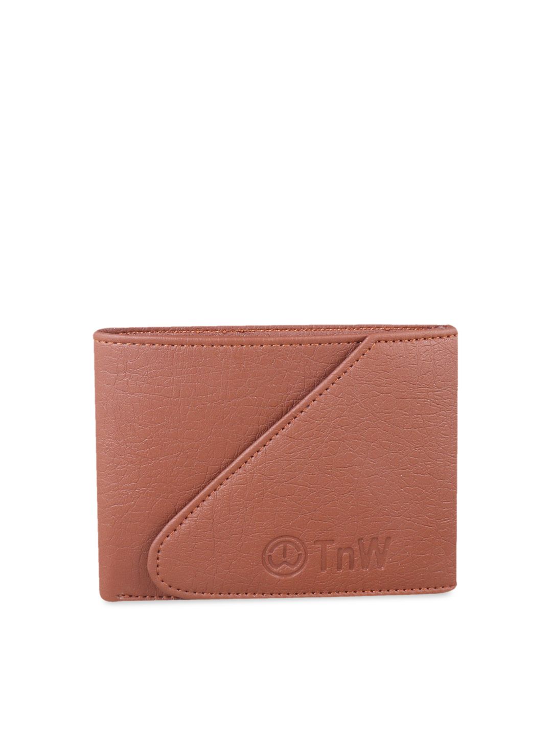 TnW Unisex Tan Brown Solid Three Fold Wallet Price in India