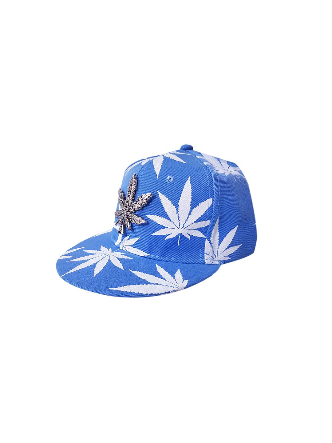 Knotyy Unisex Blue & White Printed Denim Snapback Cap Price in India