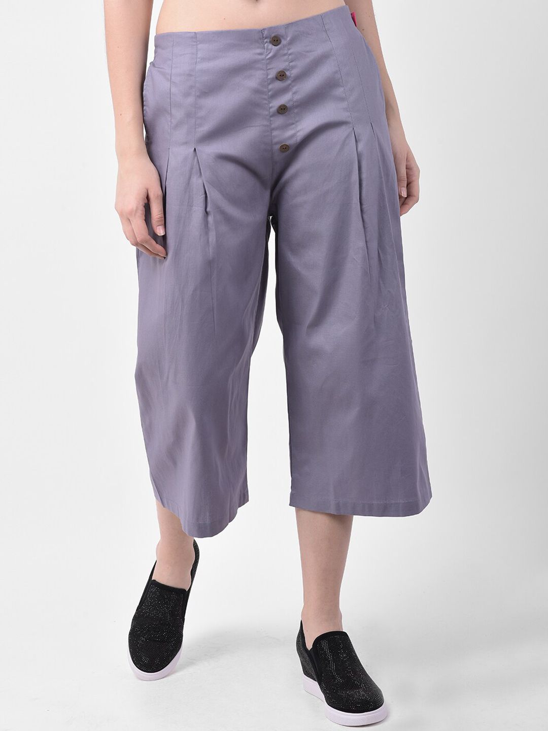 GRACIT Women Grey Regular Fit Solid Culottes