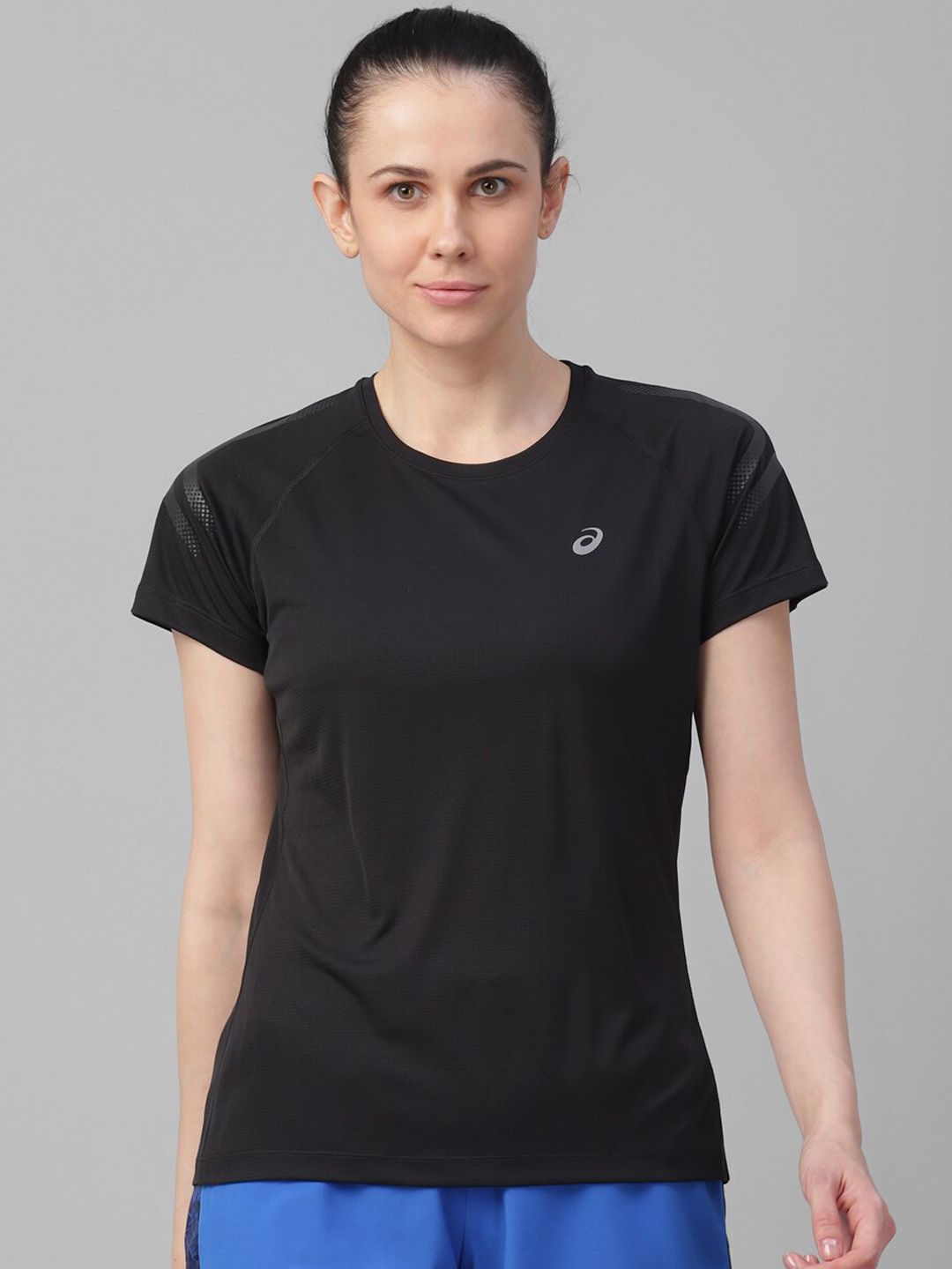 ASICS Women Black Solid Top