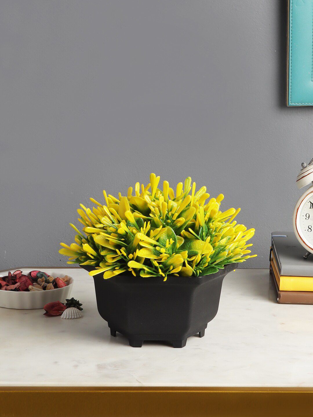 FOLIYAJ Yellow & Black Artificial Plant With Pot Price in India