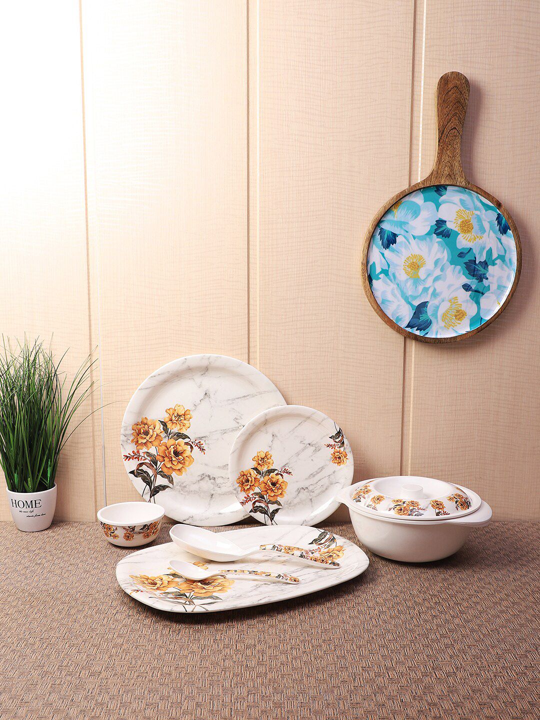 CDI White & Yellow Rose Print 40-Piece Dinner Set Price in India