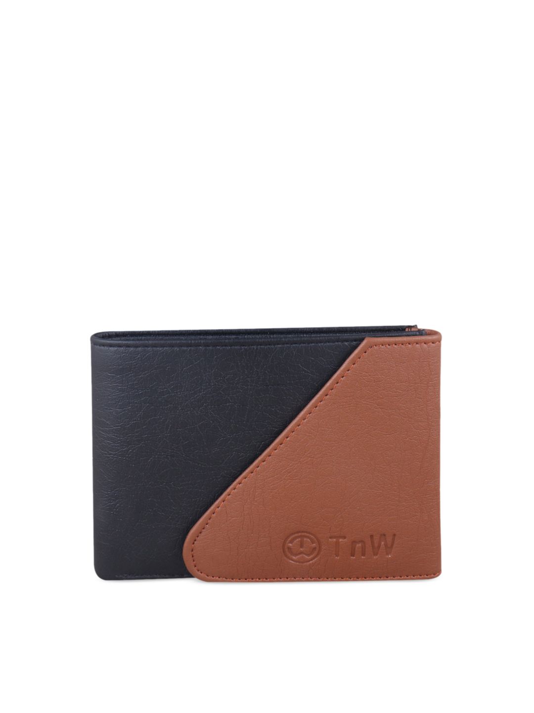 TnW Unisex Black & Brown Colourblocked Two Fold Wallet Price in India